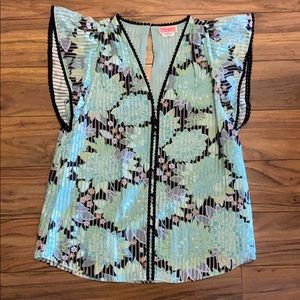 Kate spade floral flutter sleeve top